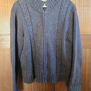 Vtg Cabela's Womens Charcoal Zip-Up Sweater